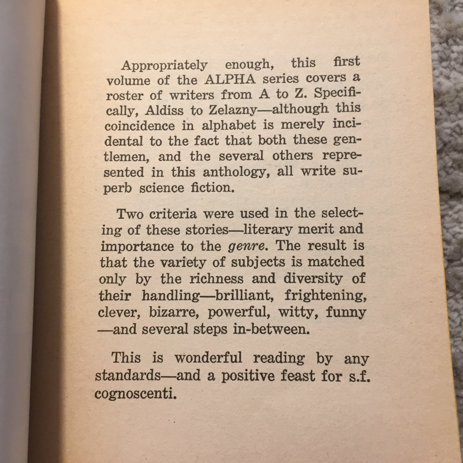 Alpha One Robert Silverberg 1970 Science Fiction Anthology Ballantine Books PB